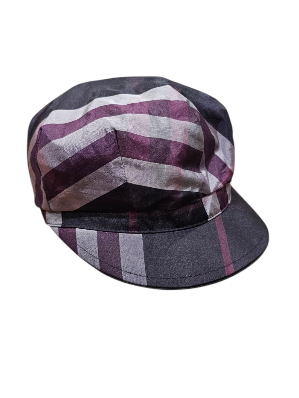 Burberry Newsboy Cap in Nova Check Plum and Gray - Picture 3 of 8